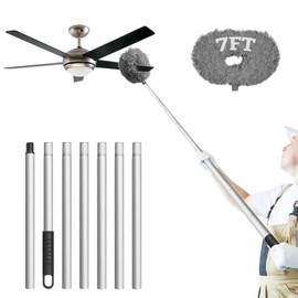 Eunice Ceiling Fan Duster with Extension Pole, Adjustable and Removable Fan Cleaner Blade for High Ceiling, Fan Cleaner for Window Door Furniture (Grey-7FT)