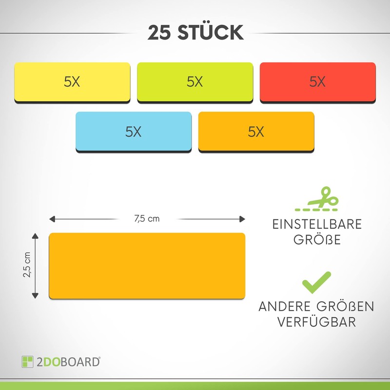 2DOBOARD Magnetic Strips Writeable - 7.5 cm x 2.5 cm