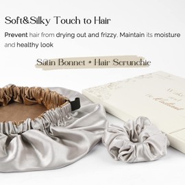 YANIBEST Satin Bonnet Silk Bonnet Hair Bonnet for Sleeping Satin Cap Extra Large Reversible for Women Curly Natural Hair Black