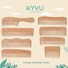 KYVU W2 Handgefertigter 17,5 cm Doppelzahn-Holzkamm - Dampfbuche