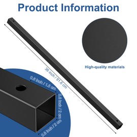 Akenow 26 Pack Staircase Balusters, 36" Black Metal Deck Spindle and Stairs Railing with Screws, Hollow Square Deck Balusters for Porch Railing