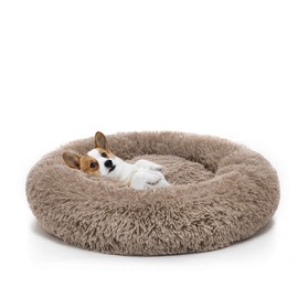 MIXJOY Orthopedic Dog Bed Comfortable Donut Cuddler Round Pet Beds Ultra Soft Washable Dog and Cat Cushion (20''/23''/30'') (23'', Brown)