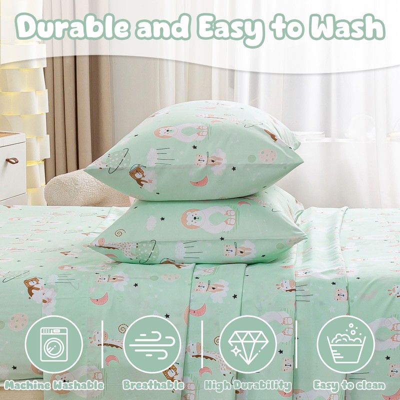 LONAVA Twin Size Printed Kids Sheet Set - 3 Piece