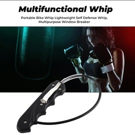 Uadme Portable Whip, 16.7 Inch Motorcycle Whip Get Back, Lightweight Multi-Purpose Bicycle Whip Window Breaker with ABS Handle and Stainless Steel Rope, Men's Gift