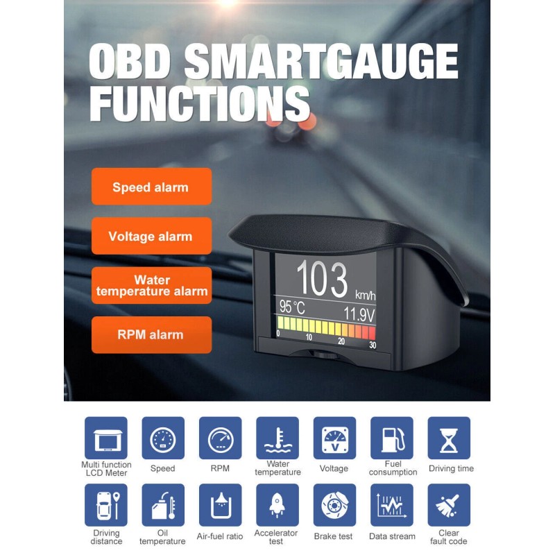 ANCEL A202 Car Digital LCD Display Speed Fuel Consumption Temperature