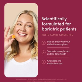 Bariatric Advantage Calcium Citrate Chewy Bites 500 mg - Highly Absorbable & Digestible - Vitamin D3 - Easily Chewable Calcium Supplement - Tropical Orange - 90 Count