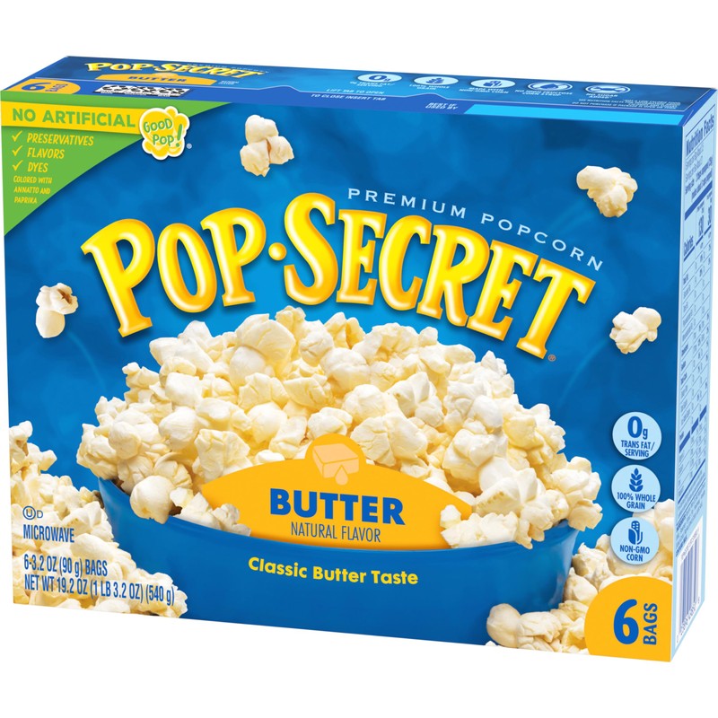 Pop Secret Butter Natural Flavor Popcorn, 3.2 Oz, 6 Ct