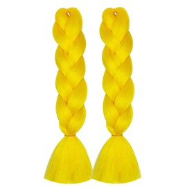 Herina Yellow Hair For Fake Braids 2pcs Bright Yellow Braiding Hair Extensions High Temperature Jumbo Braiding Hair(2pcs/pack)