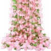 6Pcs 50.5FT Artificial Cherry Blossom & Grape Leaf Garland Set