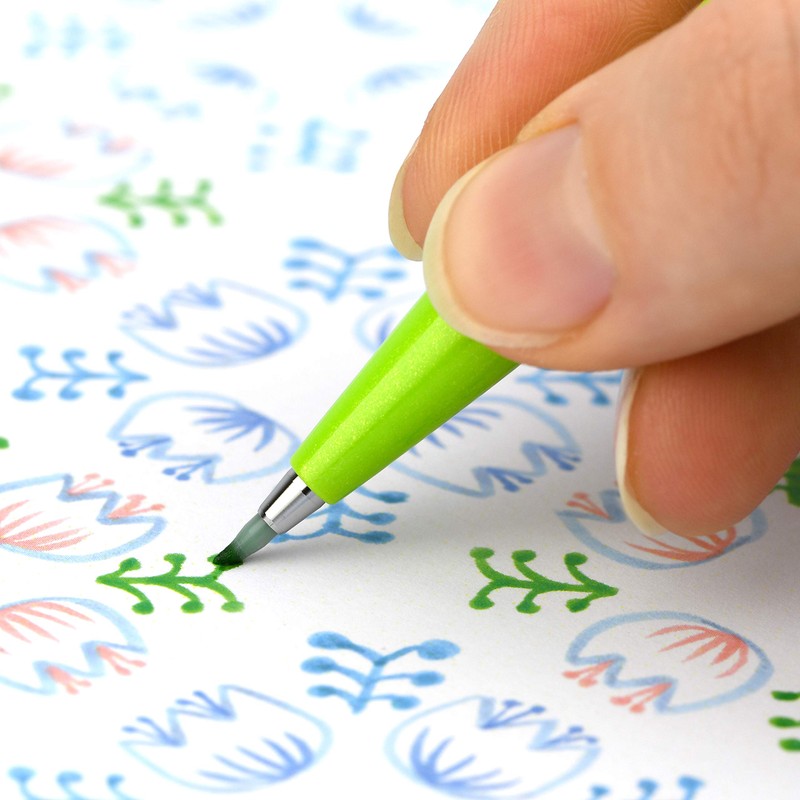 Pentel SES15C-G"Yellow Ink" Arts Brush Sign Pen (Pack of 10)