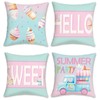 COZZSNUGE Summer Ice Creams Cushion Covers Ice Cream Truck Pink