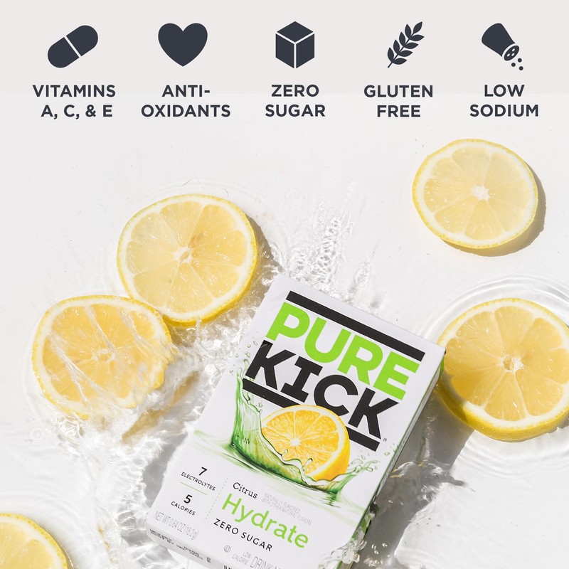 PURE KICK Hydration Singles To Go Drink Mix, Citrus, Includes