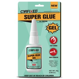 CYAFIXED Super Glue Gel, All-Purpose Superglue, Cyanoacrylate Instant Adhesive for Plastic, Wood, Metal, Repair - 25 Gram, Clear