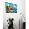 The Plum Penguin Coastal Bluff Lighthouse & Wildflowers Wooden Wall