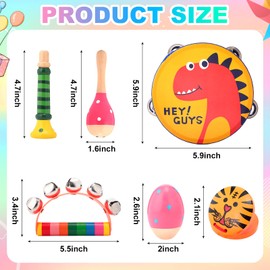 Halloscume 36 Pcs Shaker Musical Instruments for Kids Egg Shaker Wooden Trumpet Hand Held Tambourine Maracas Percussion Tambourine Drum Plastic Castanets for Preschool Early Music Learning Toy