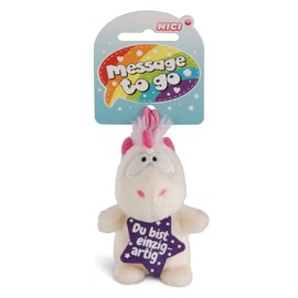 NICI Unicorn Pendant Theodor Du bist Unique, 8 cm, White/Pink