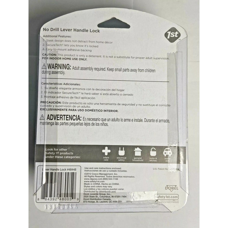 Safety 1st Toddler Lever Handle Lock No Drill Door Knob