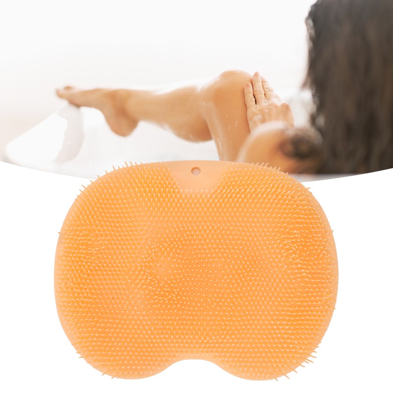 Foot Scrubber Massager with Suction Cups Orange Soft Foldable Shower