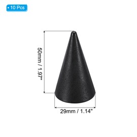 PATIKIL 50x29mm Natural Wood Cone Ring Holder, 10 Pack Finger Jewelry Display Stand Organizer Unpainted Wooden Cones for DIY Craft, Black