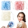3-Pack Bath Loofah Washcloth Combo 2-in-1, Exfoliating Shower Pouf with