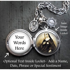 St. Juliana Falconieri Locket Necklace, Patron Saint Confirmation Gift, Italian Charms