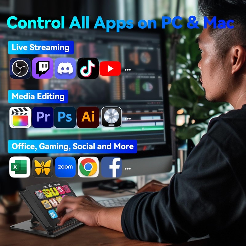 HALCONTORNO Stream Dock - Steamdeck for PC Mac, Wired Streaming