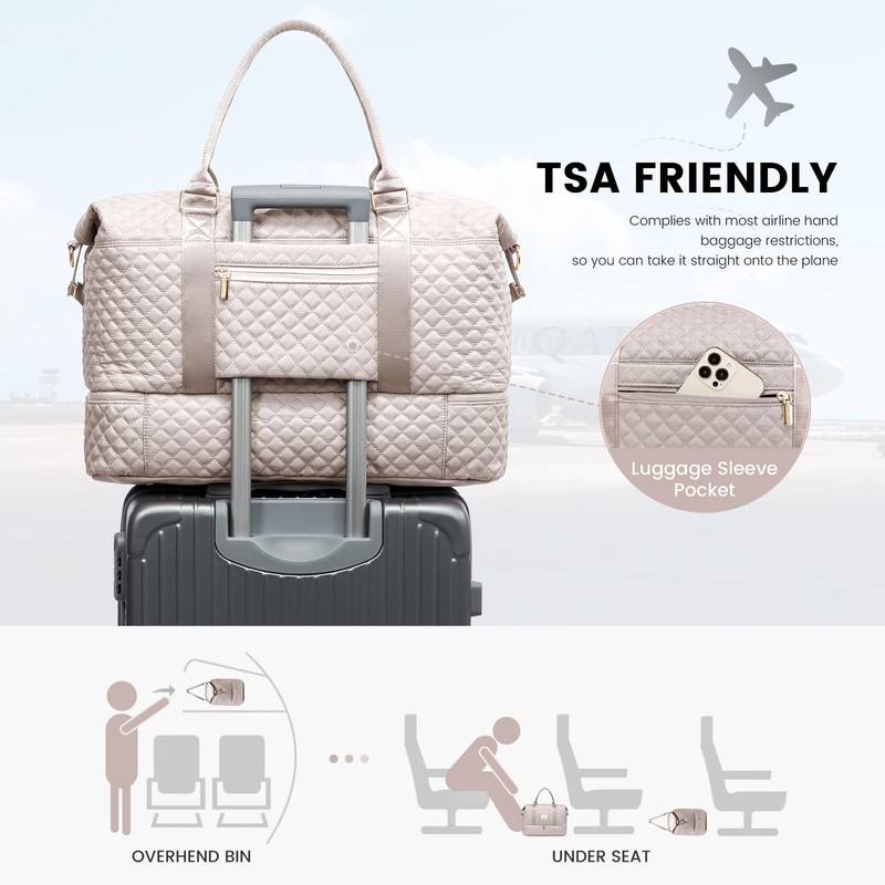 LOVEVOOK Women's Large Travel Bag with Shoe Compartment and Wet