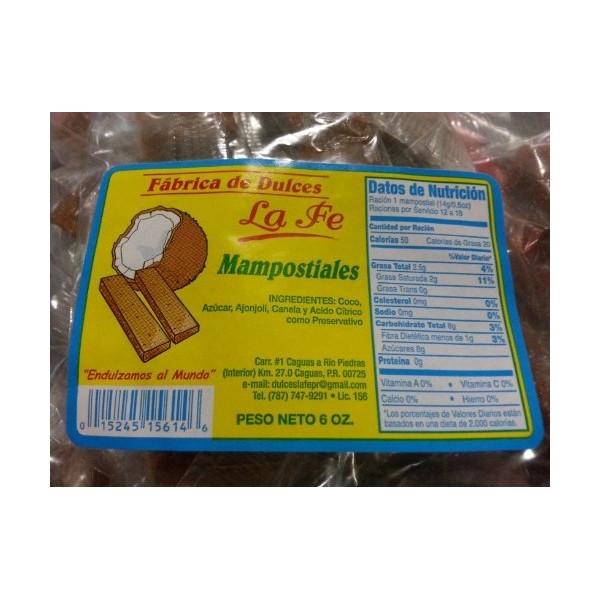 Mampostiales (Coconut Toffee) By Fabrica De Dulces La Fe (14 Individual Packaged Units)
