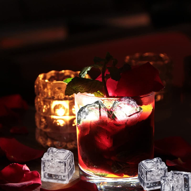 Light Up Ice Cubes for Drinks,96 PCS White LED Ice