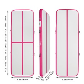 FBSPORT 10ft Inflatable Air Gymnastics Mat Training Mats 8 inches Thickness Gymnastics Tracks for Home Use/Training/Cheerleading/Yoga/Water with Pump