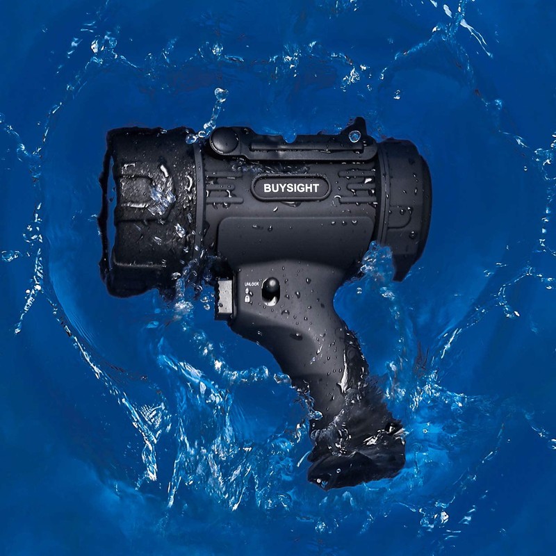 BUYSIGHT Rechargeable Spotlight Flashlight, Hand held Spotlight 800 lumens Waterproof