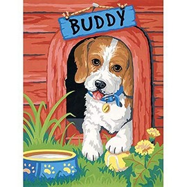 Dimensions Works Paint by Number Kit 9"X12"-Cute Puppy, Multicolor