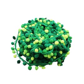 MAGICLULU Lace Ribbon Pom Pom Fringe 4. 5 m 5-Colour Gradient Plush Pom Ribbon Mixed Mini Pom Pom Border for DIY Sewing for Party Decoration (Green) Pom Pom Fringe Trim Pompom Trim