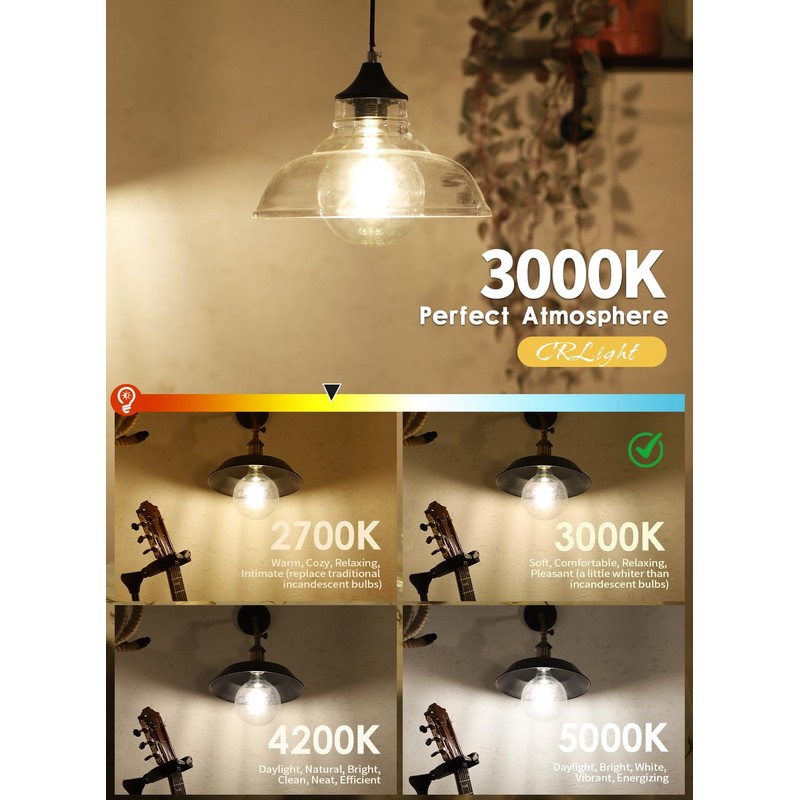 CRLight 12W Dimmable LED Large Globe Bulb 100W Equivalent 1000LM,