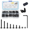 WZHUIDA 660 Pcs M2 Screws Assortment Kit, M2x4mm/6mm/8mm/10mm/12mm/16mm, Metric Hex Socket Head Cap Screws Nuts Washers Kit with Wrench, Black Zinc Plated