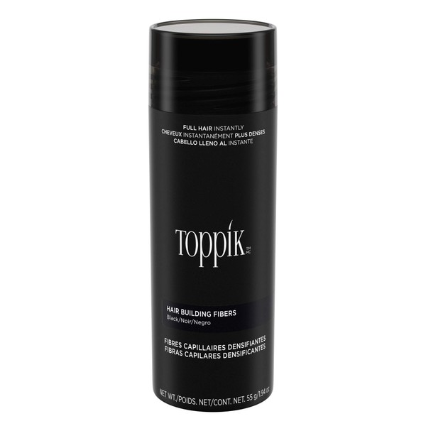 Toppik Hair Building Fibers, Black, 55g | Fill In Fine or Thinning Hair | Instantly Thicker, Fuller Looking Hair | 9 Shades for Men & Women.