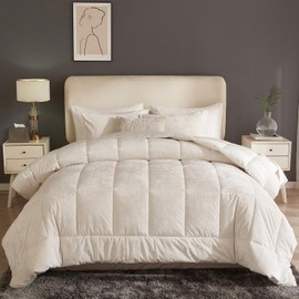 HYPREST Velvet Comforter King,3 Pcs Luxury Elegant Velvet Duvet,Ultra Soft White Bedding Comforter Sets