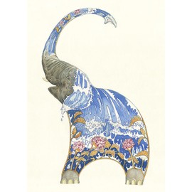 Daniel Mackie Designs 7" x 5" Cellophane Wrapped Elephant Card with Envelope