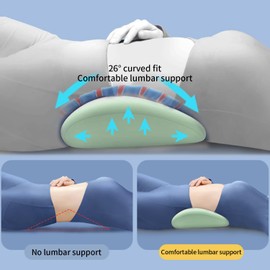 Sleep Lumbar Support Pillow is Used to Relieve Low Back Pain.Memory Foam Back Wedge Bolster Pillow for Side Sleepers for Car, Bed, Chair, Sofa Lower Back Pillow for Sleeping (Green)