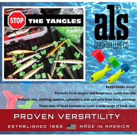 100 PCS Fishing Treble Hook Bonnets, Protective Covers for Treble Hooks. Made in The USA, by ALS Goldfish Lure Company (Green, Medium 8-2)