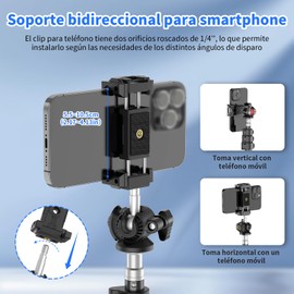 XXZU Cabezal de Bola para tripie para Celular，Accesorio trípode con Soporte para Celular，Adaptador de trípode para cámara Giratorio de 365°，Rótula para cámaras, teléfonos y aro de luz