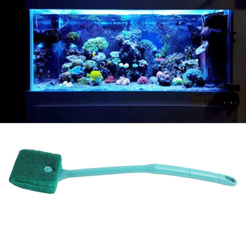 Aquarium Algae Scraper, Double Sided Sponge Brush Cleaner Long Handle