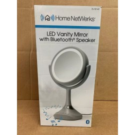 Homewerks Makeup Mirror LED Speaker and Microphone- Chrome  Grey