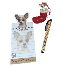 Blue Skies Plus Chihuahua Dog Puppy Gift Set with Matching Ornament, Magnetic Notepad & Pen