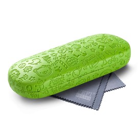 FEFI - Children's Hard Case with Embossed Design - Includes Glasses Cleaning Cloth / Microfibre Cloth, Green