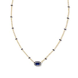 Kendra Scott, Womens, Mini Elisa Enamel Frame Short Pendant Necklace, Gold Navy Mother-of-Pearl, One Size