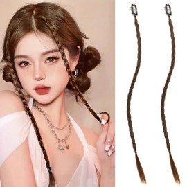 YOVOY Braid Hair Extension, Braid Wig, Bangs, Ponytail, Wig, Curly Type, Hair Extension, Hair Extension, Hair Extension, Ponytail, Dance, Recital, Party, Performance, Festival, Costume, Set of 2