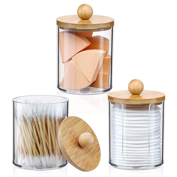 SPJUMHONG73 Cotton Buds Container, Pack of 3 Acrylic Q Tip
