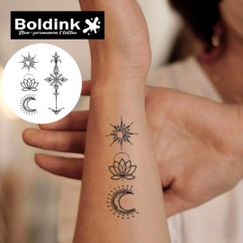 Boldink Temporary Tattoos, semi permanent tattoos, 15-day long lasting tattoo sticker, waterproof and anti-reflective, unique design(Lotus symbol)