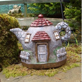 Pixieland 956428 Secret Fairy Teapot Palace | Miniature Garden Decor | 17 X 11 X 13.5cm | 1pc. Accessory, Grey